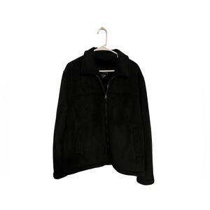 George Black Suede Fleece lined Jacket Full Zip Sz Large